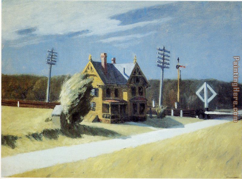 Railroad Crossing painting - Edward Hopper Railroad Crossing art painting
